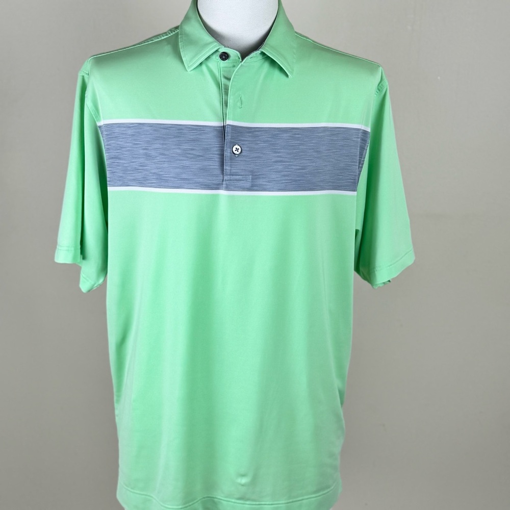 FootJoy Shirt Men’s Medium Green & Gray Performance Polo Shirt Golf Tennis